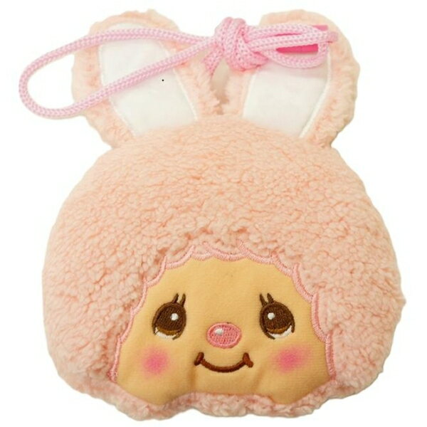 【震撼精品百貨】monchhichi_夢奇奇~日本 夢奇奇拉鍊零錢包覆繩-粉兔子*05291
