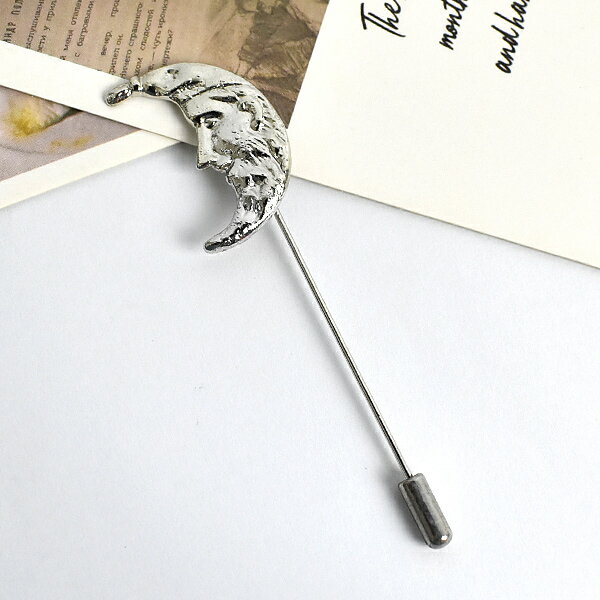 西裝別針 銀色月亮一字胸針【NCD41】