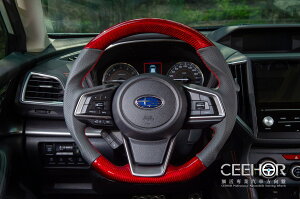 [細活方向盤]紅碳纖維款 Subaru Forester XV Impreza 變形蟲方向盤 方向盤 速霸陸 改裝