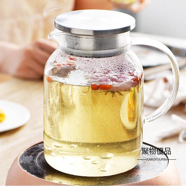 冷水壺玻璃涼水壺瓶大容量泡茶茶壺家用北歐耐高溫晾白開水杯扎壺【聚物優品】