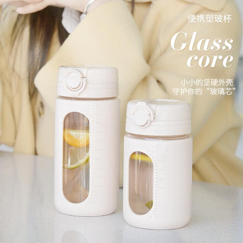 玻璃水杯女夏季便攜帶吸管泡茶杯大容量高顏值防摔耐高溫咖啡杯子