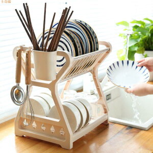廚房置物架用具晾洗放碗盤收納新款碗碟碗筷盤刀雙層收納盒吸盤款
