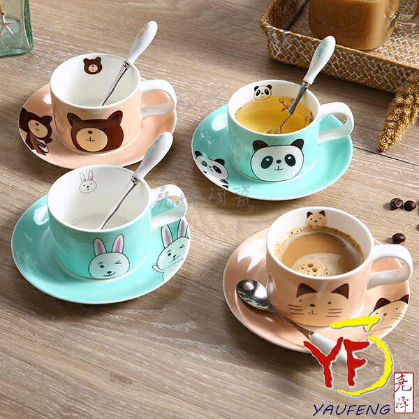 ★堯峰陶瓷★下午茶系列 韓國品牌 12點萌廚 可愛動物 咖啡杯碟組 附湯匙