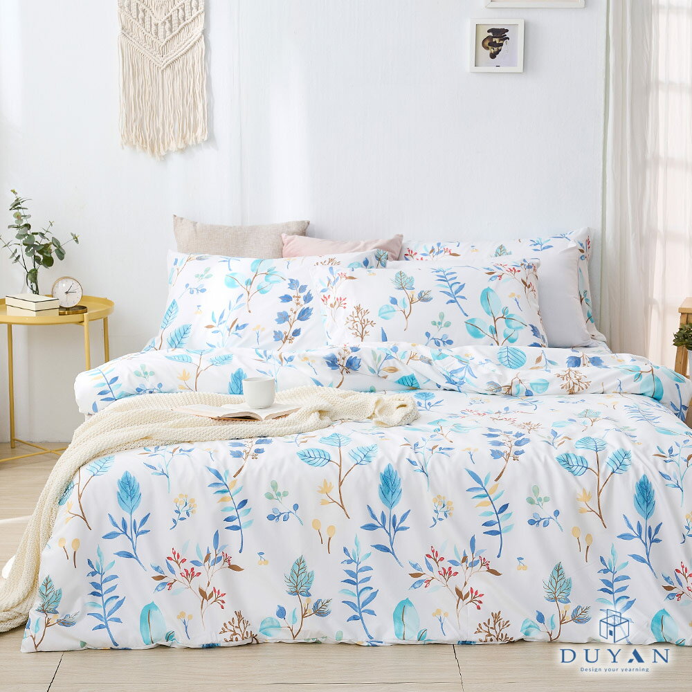 床包被套組(鋪棉兩用被套)-單人/雙人/加大 / 舒柔棉 / 藍凝冰花