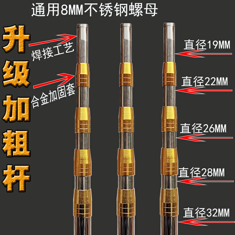 抄網 伸縮抄網 內外雙鎖不鏽鋼伸縮抄網桿子超硬裸桿多功能通用加粗魚叉桿短手柄『cyd12818』
