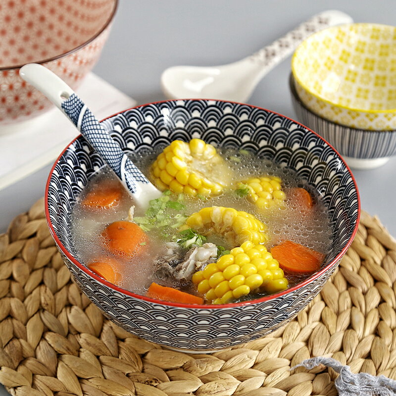 湯碗陶瓷大號家用8英寸大碗面碗北歐風餐具喝湯碗湯盆日式創意碗
