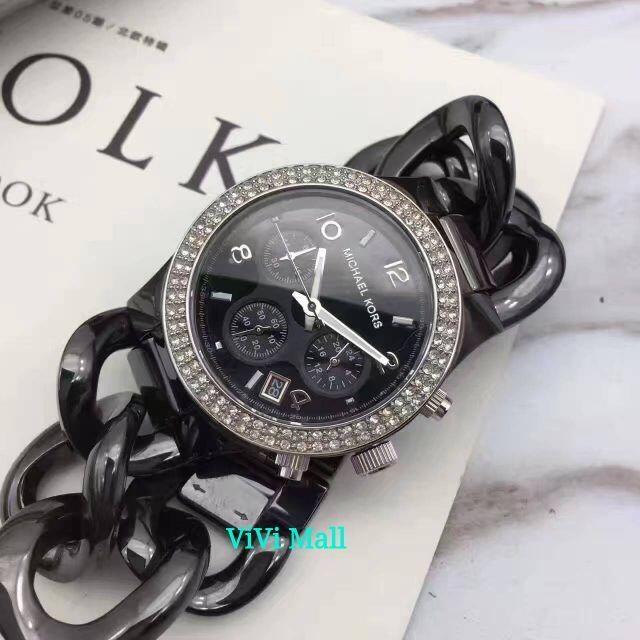 『Marc Jacobs旗艦店』Michael Kors｜MK5388酷黑陶瓷錶鏈三眼時尚腕錶