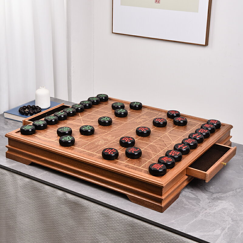 後唐中國象棋大號紅酸枝花梨木象棋帶棋盤實木送禮套裝旗艦店棋桌