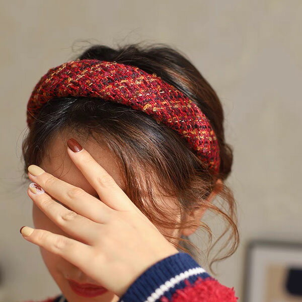 正韓 紅色系髮箍 新年 過年 農曆年 喜氣 亮片 金蔥 小香風 小香 髮帶 正紅 酒紅 聖誕節 韓國 8