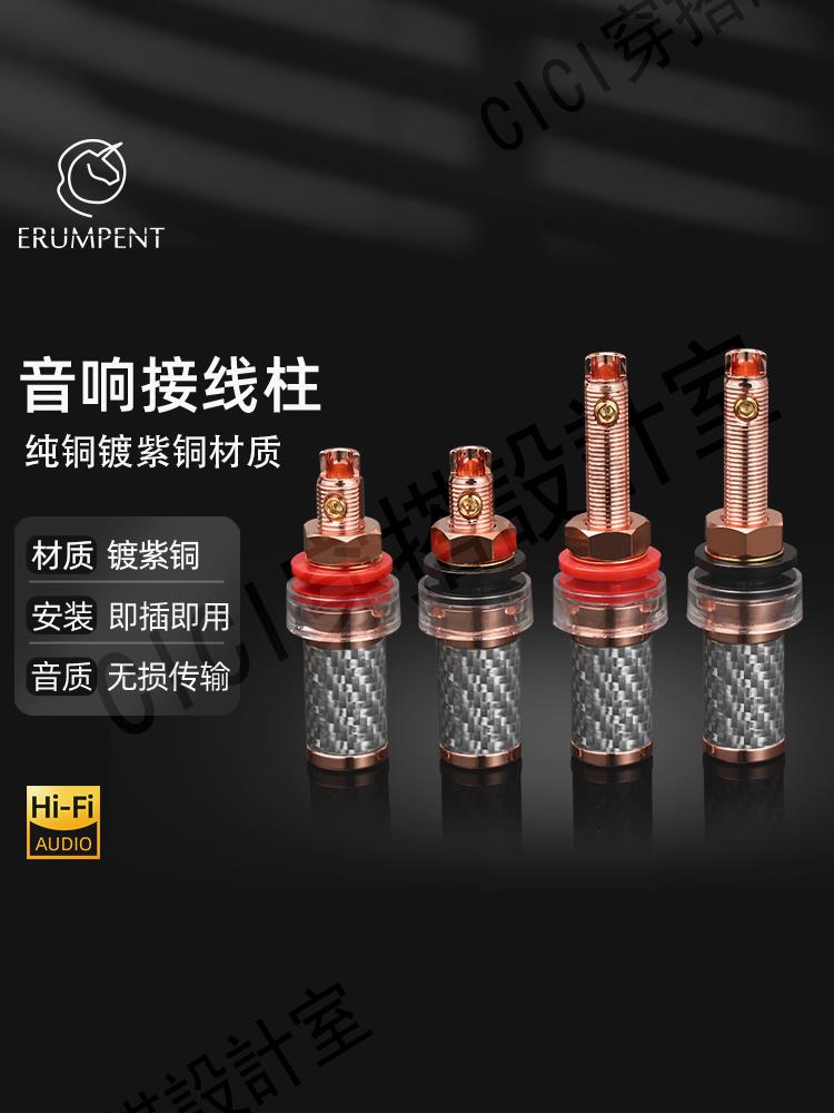 法國獨丫獸音箱接線柱音響功放喇叭接線端子碳纖維紫銅香蕉頭插座【亞德機械五金家居】