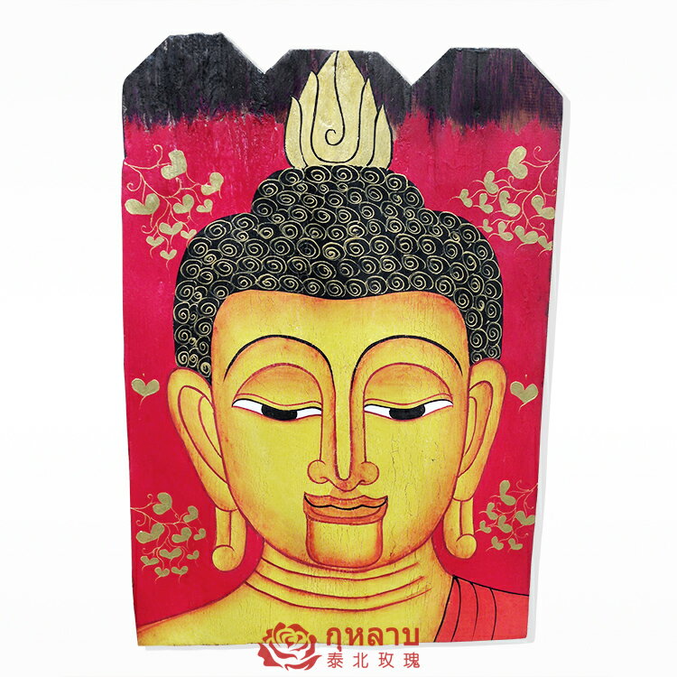 泰國進口田園家居裝飾品 創意墻壁掛飾 柚木手繪佛像掛件裝飾畫1入