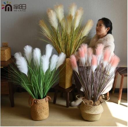 樂天精選~仿真植物蘆葦花束綠植盆景假花草乾花落地擺件北歐家居裝飾 雙11全館免運