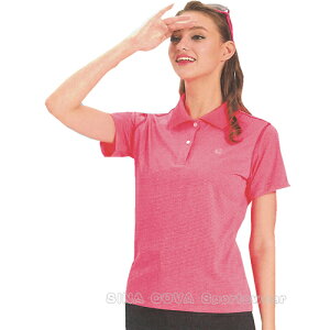 【義大利 SINA COVA】女版運動休閒吸濕排汗短POLO衫-桃紅條紋#SW8101A