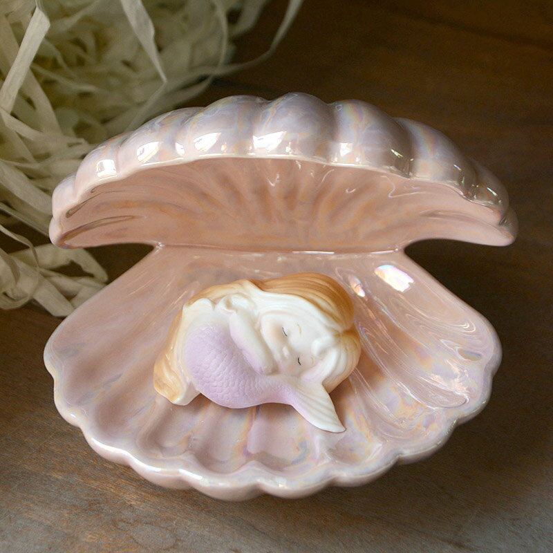 創意陶瓷美人魚貝殼擺件ins少女心房間裝飾小夜燈生日禮物情人節