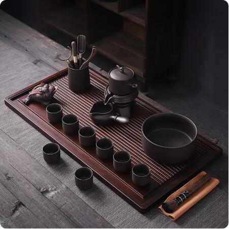 陶福氣 紫砂功夫茶具茶盤壹體套裝家用中式自動茶具免費定製LOGO 摩可美家