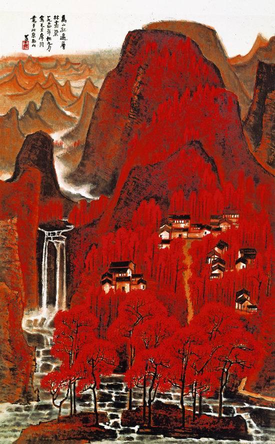 李可染 墨山水 李可染《水边人家》 】 这幅作品画面包含着虚实、黑白关系的处理