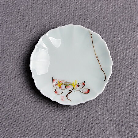 純手繪花鳥影青釉瓷茶托 景德鎮陶瓷器 茶杯托茶道手工茶具杯墊子 5