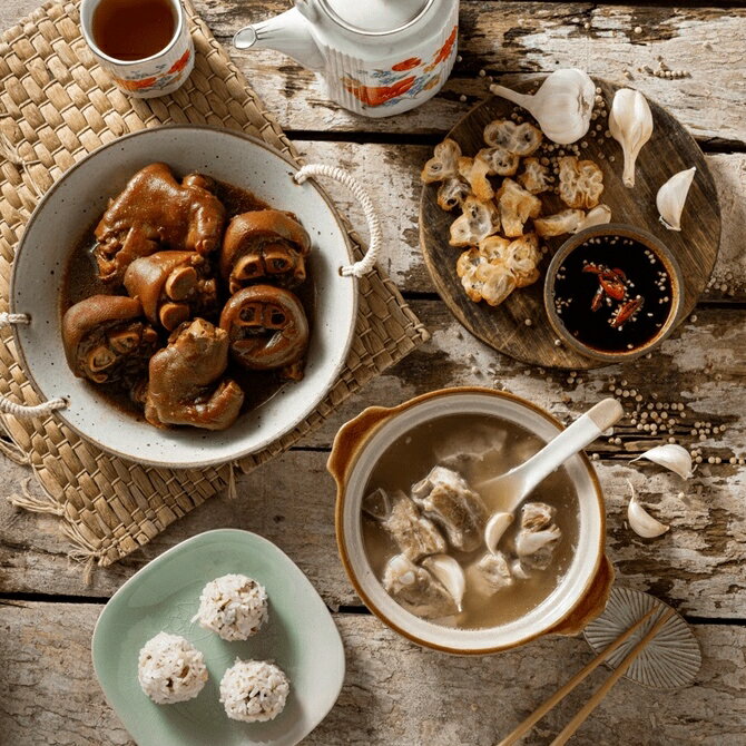 【盅味宅鮮包】套裝優惠價(新加坡肉骨茶家庭包*1包、肉骨茶豬腳*1包、珍珠丸*1盒)
