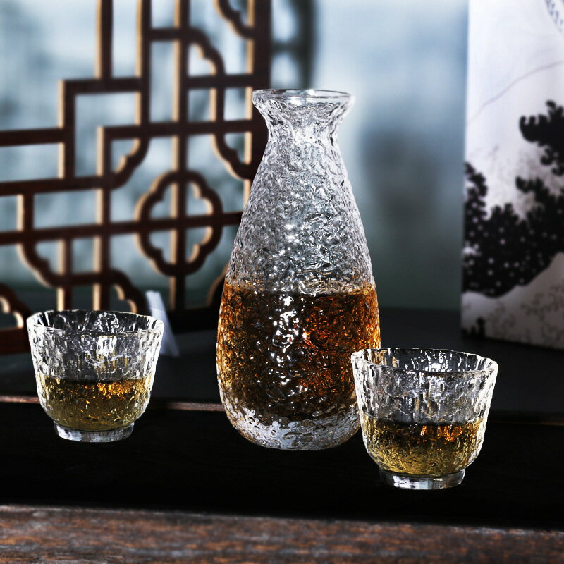 日式錘紋清酒壺套裝家用 白酒杯1兩水晶玻璃溫酒器白酒分酒器