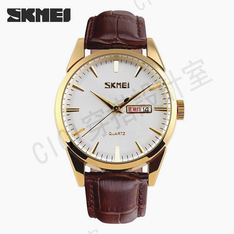時刻美9073 SKMEI正品熱銷防水男士時尚腕錶電子表商務石英錶韓版皮帶手錶【亞德機械五金家居】