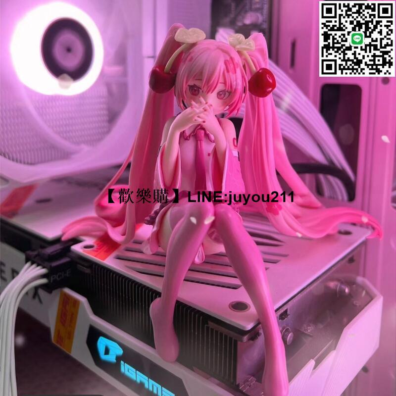 [聚優]熱銷 櫻花初音未來手 辦MIKU泡麵壓可愛車載機箱桌面擺件 景品女模型禮物