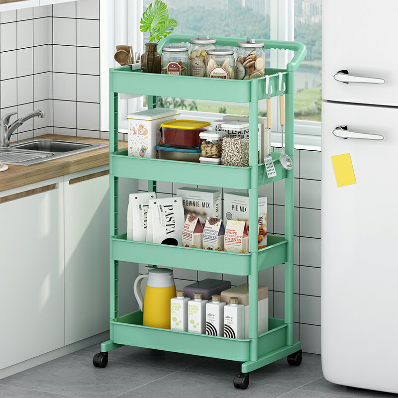 小推車置物架落地廚房浴室移動零食衛生間多層臥室床頭收納儲物架 3