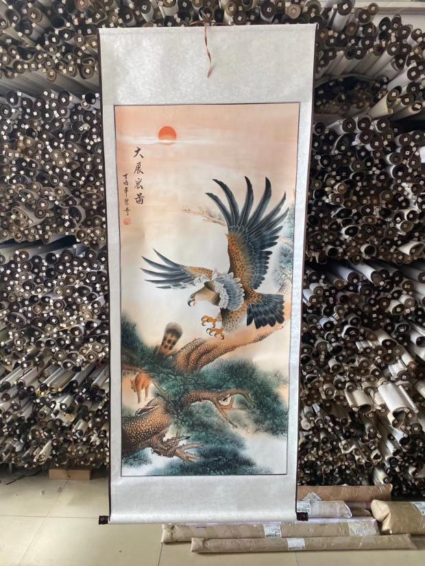 大展宏圖老鷹走獸國畫風水字畫裝飾畫