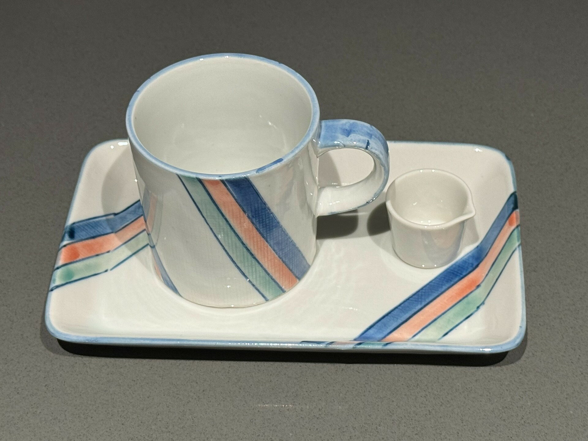 日本回流京燒清水燒全手工手繪交趾釉青瓷咖啡杯糕點盤奶茶杯托。