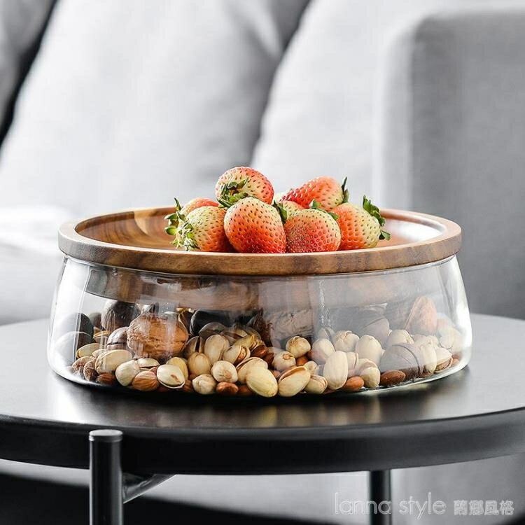 創意可愛水果盤客廳家用相思木干果盤雙層玻璃堅果盤零食盤收納盒 幸福驛站
