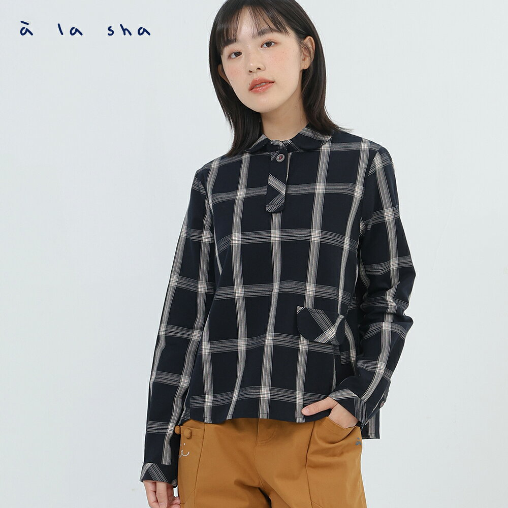 a la sha 格紋造型長袖襯衫 1