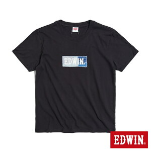 EDWIN 再生系列 刺繡BOX LOGO短袖T恤-男款 黑色