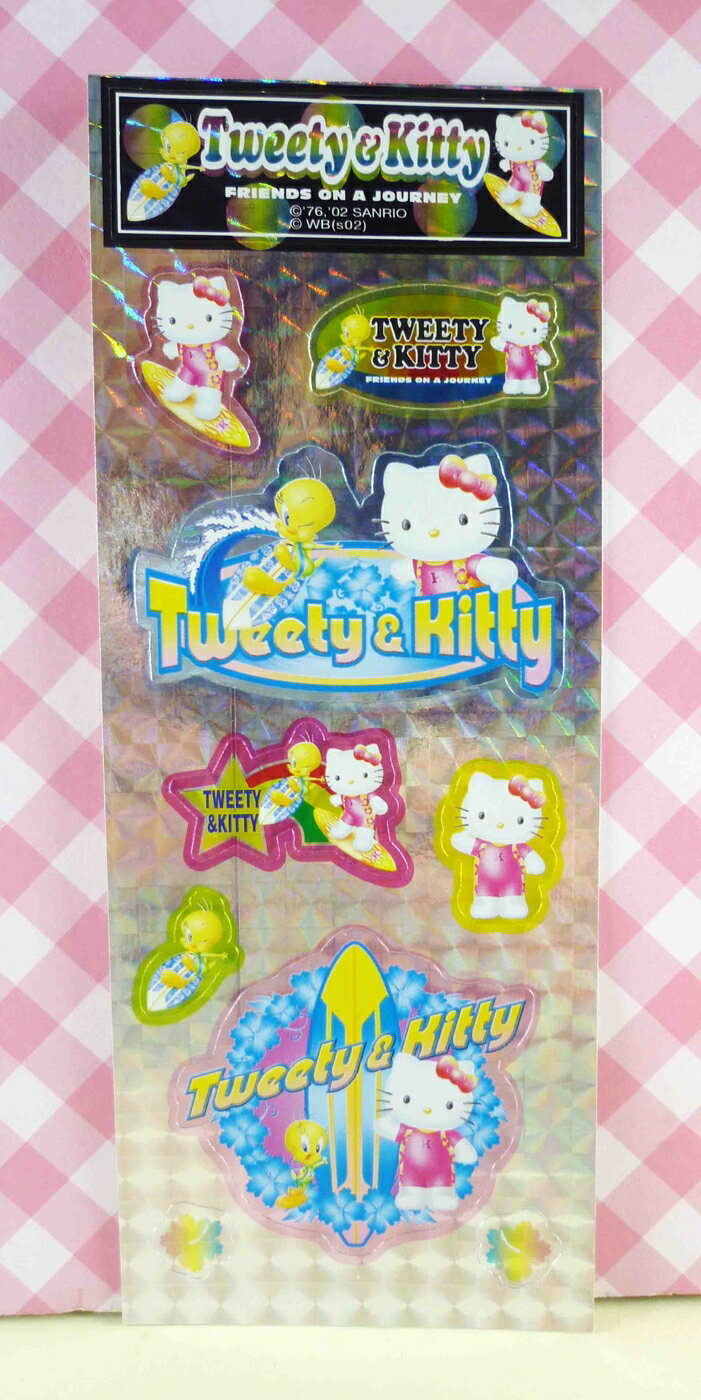 【震撼精品百貨】Hello Kitty 凱蒂貓 KITTY閃亮貼紙-小黃鳥崔西Tweety聯名款-衝浪粉 震撼日式精品百貨