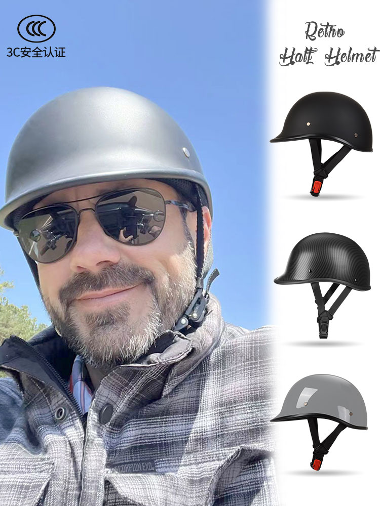3C認證美式輕便復古頭盔女電動車摩托車半盔男夏季瓢盔機車安全帽