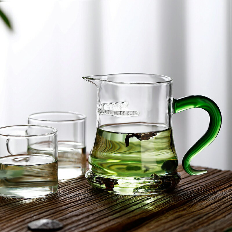 玻璃公道杯茶漏一體月牙帶濾網耐熱加厚泡綠茶專用分茶器茶具套裝