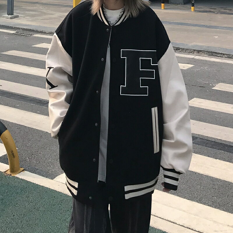 美式復古oversize棒球服女春秋季年新款寬松薄款百搭外套ins