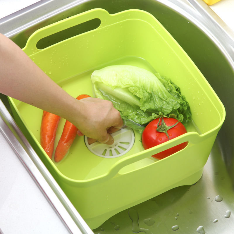廚房洗菜籃塑料移動水槽帶把手瀝水架洗菜藍置物洗碗盆 Goodfind找推薦 比價格