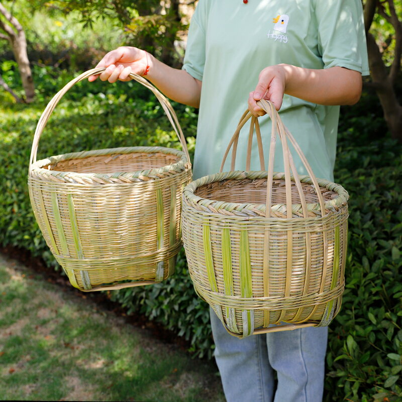 大提籮竹籃手提籃水果竹籃子竹簍竹筐收納筐家用雞蛋籃竹製品竹編