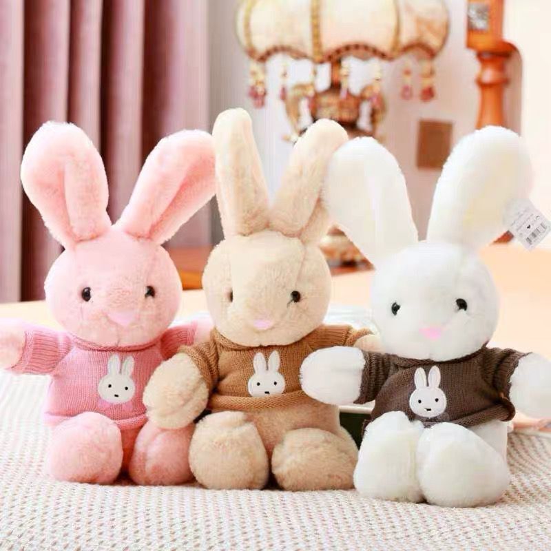 穿衣款兔子毛絨玩具圍巾款兔子玩偶陪睡抱枕抓機娃娃婚慶禮物