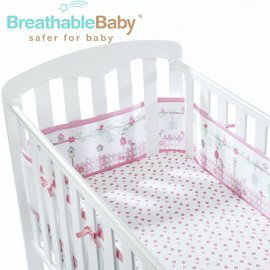 英國【BreathableBaby】透氣嬰兒床圍 全包型 (18430森林花園款)【紫貝殼】