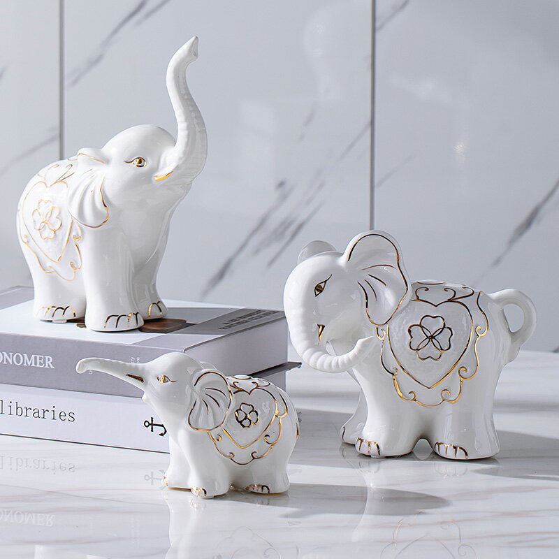 歐式陶瓷大象擺件招財創意客廳家居電視櫃玄關酒櫃裝飾品結婚禮物