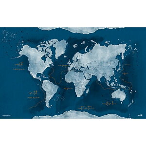 深海藍世界地圖 進口防水桌墊/滑鼠墊