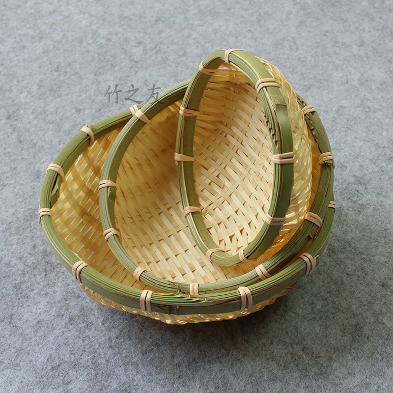 小竹筐 竹籃 竹簍純手工竹編制品小簸箕家用茶點盤點心盤茶道碟子