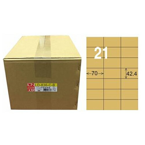【龍德】A4三用電腦標籤 42.4x70mm 牛皮紙1000入 / 箱 LD-836-C-B