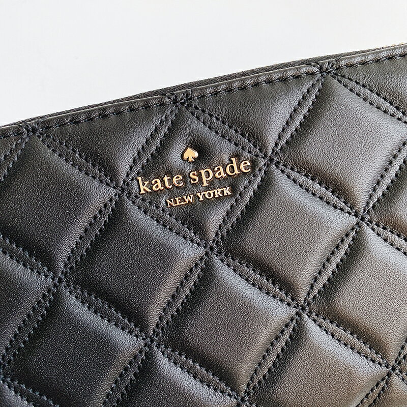 美國百分百【全新真品】Kate Spade 皮夾 長夾 菱格紋 皮革 零錢包 精品 黑色 CD05 1