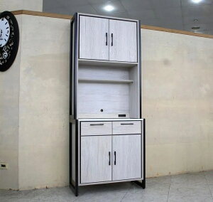 【歐風別館】百樂門洗白色2.7尺石面餐櫃【基隆至台中免運費】