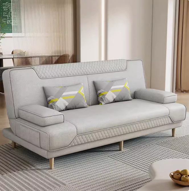 煙灰多功能折疊沙發床 兩用小戶型簡約免洗科技布家用客廳公寓懶人可躺可睡