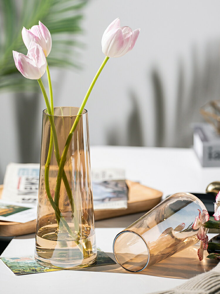 【滿299出貨】北歐簡約ins 風透明水養玻璃花瓶輕奢創意迷你小擺件桌面裝飾