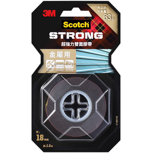3M Scotch 超強力雙面膠帶 金屬用 18mmX1.5m