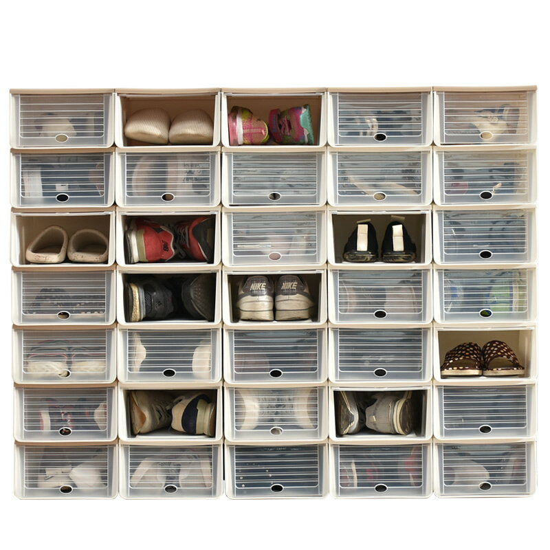 百露6個裝透明翻蓋式鞋盒加厚收納盒抽屜式鞋櫃塑料宿舍收納神器