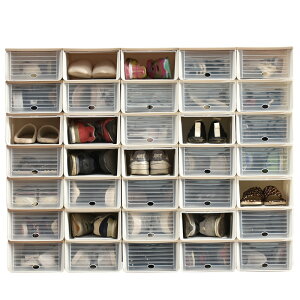 百露6個裝透明翻蓋式鞋盒加厚收納盒抽屜式鞋櫃塑料宿舍收納神器